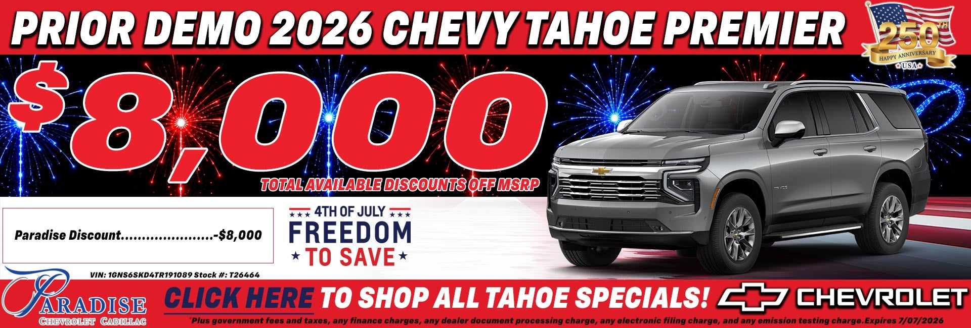 Chevy Tahoe Limited Time Sale