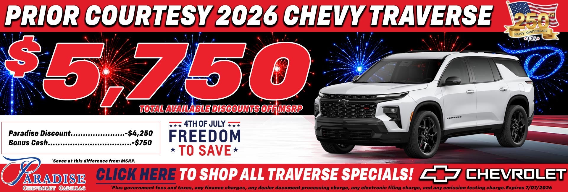 Chevy Traverse Limited Time Sale
