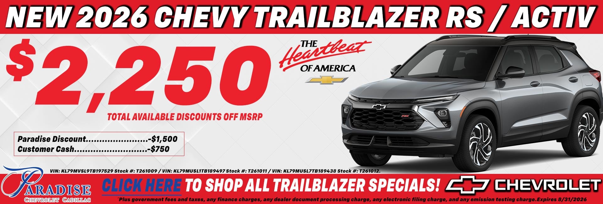 2026 Chevy Trailblazer RS ACTIV Special Temecula