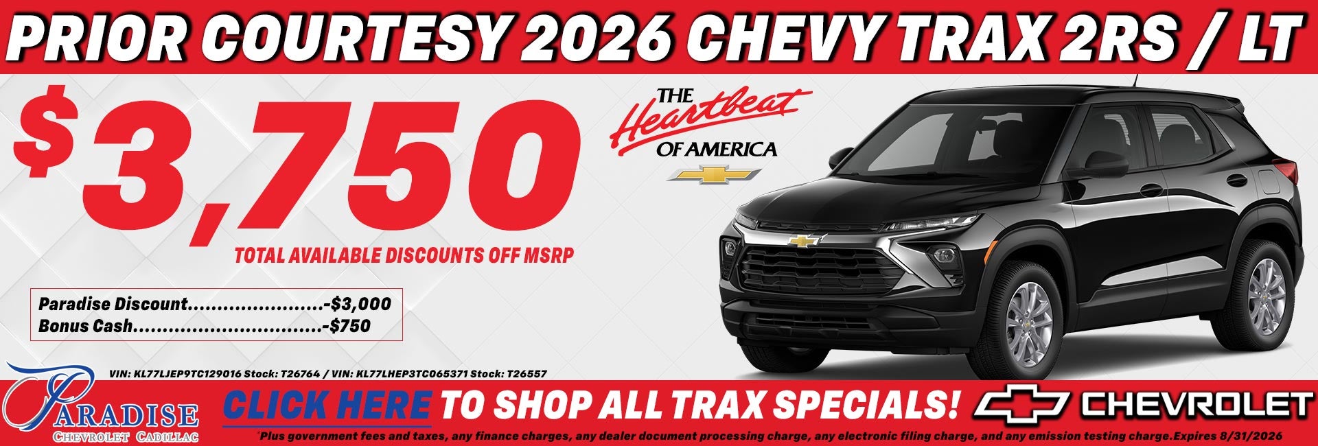 2026 Chevy Trax Courtesy Special Temecula CA