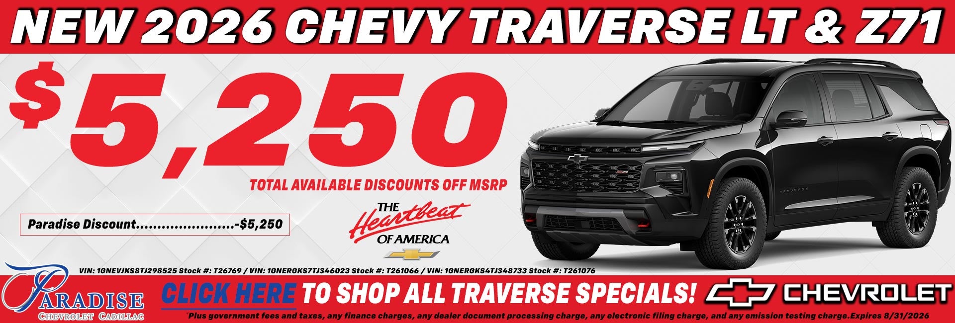 2026 Chevy Tahoe Premier $5,250 discount offer