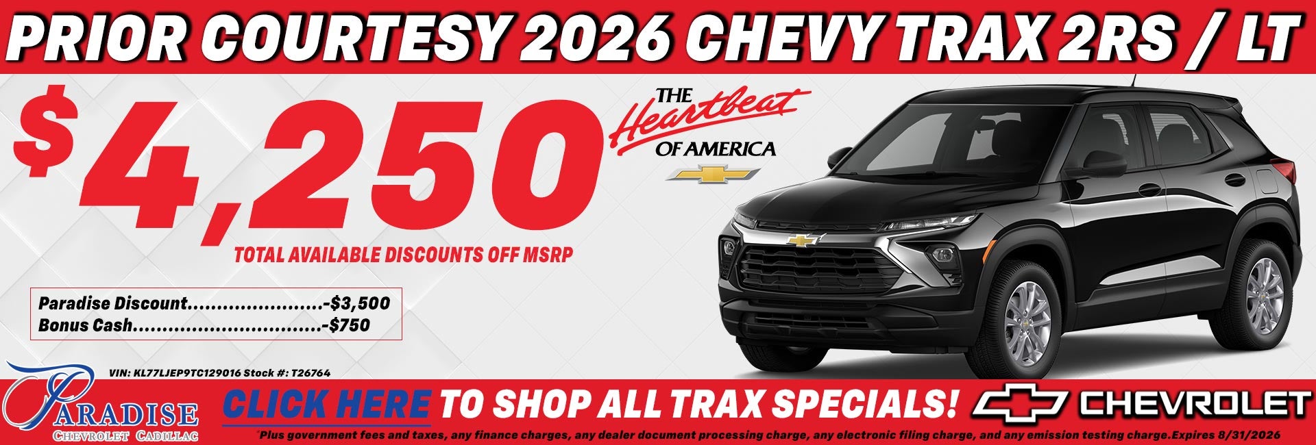 2026 Chevy Trax Courtesy Special Temecula CA