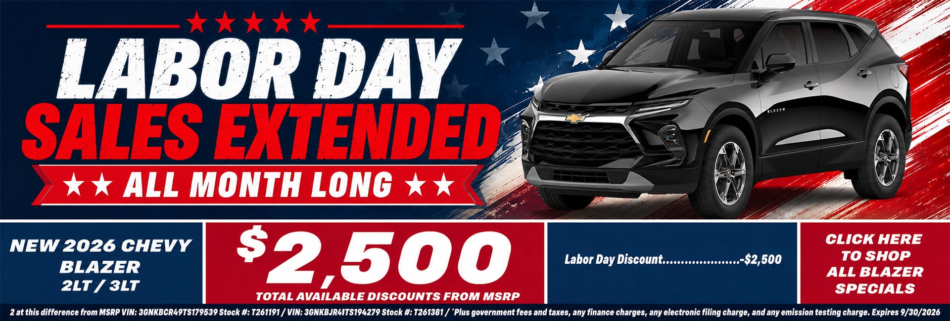 Chevy Blazer Labor Day Sale Temecula CA