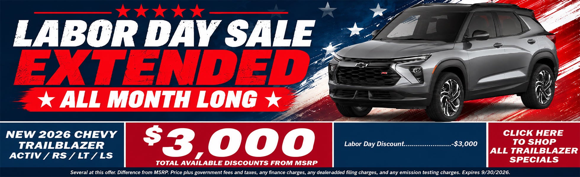 Chevy Trailblazer Labor Day Sale Temecula CA