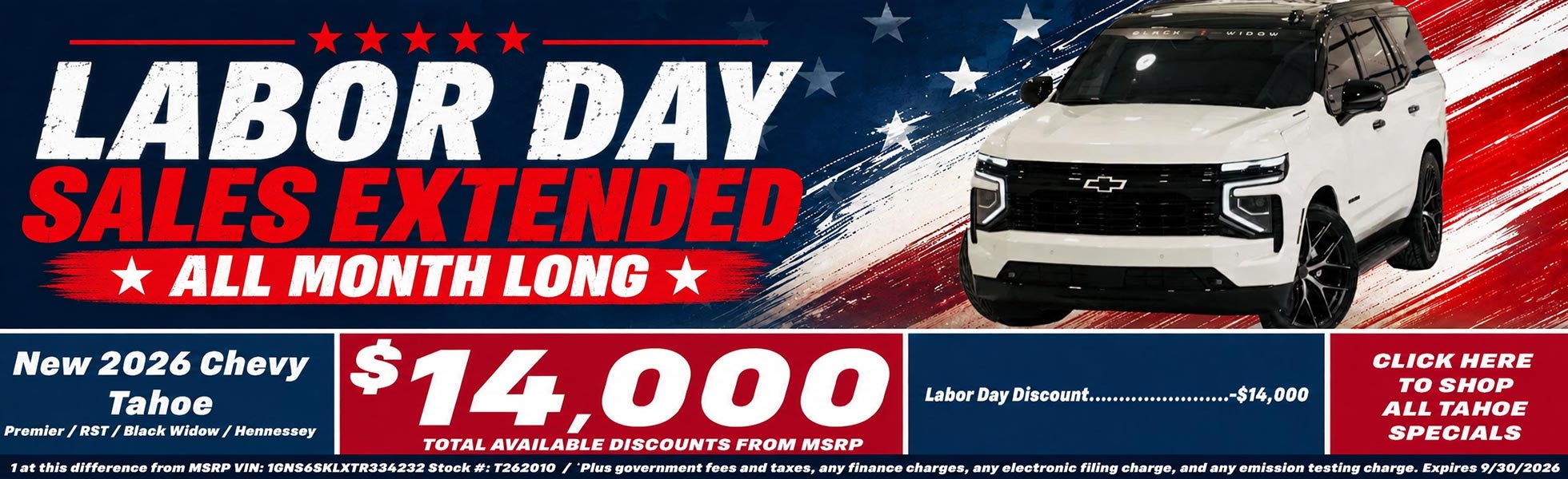 Chevy Tahoe Labor Day Sale Temecula CA