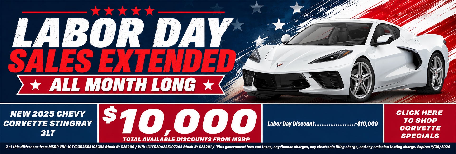 2025 Chevy Corvette Stingray Labor Day Sale Temecula CA