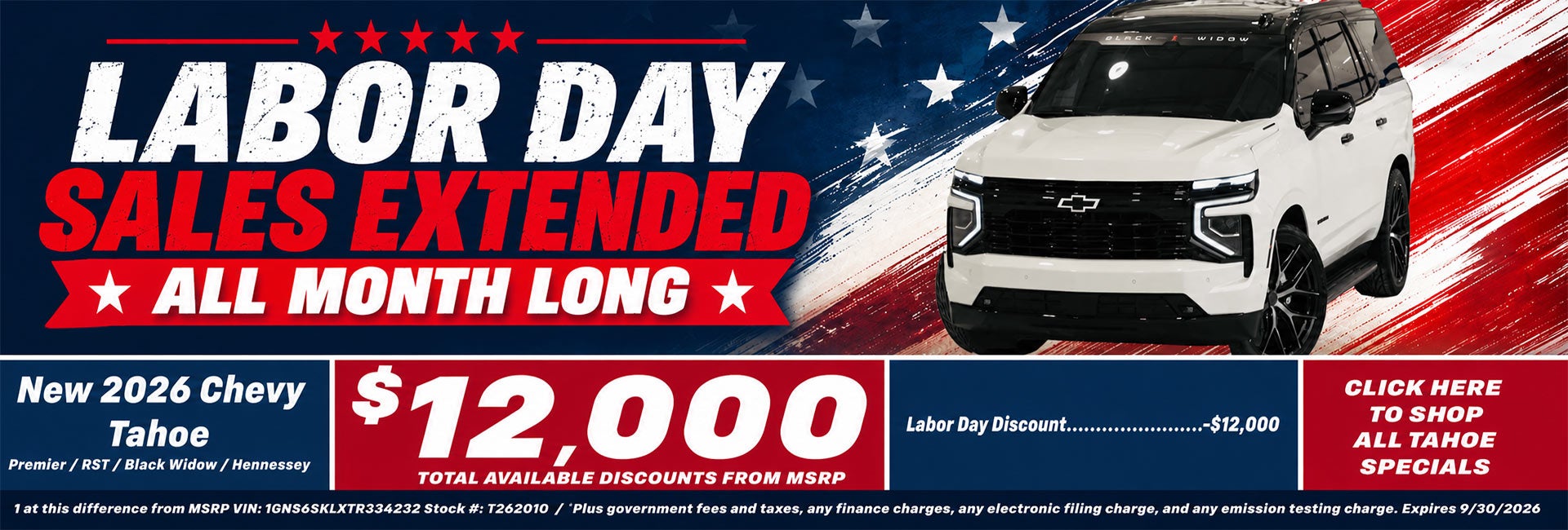 Chevy Tahoe Labor Day Sale Temecula CA