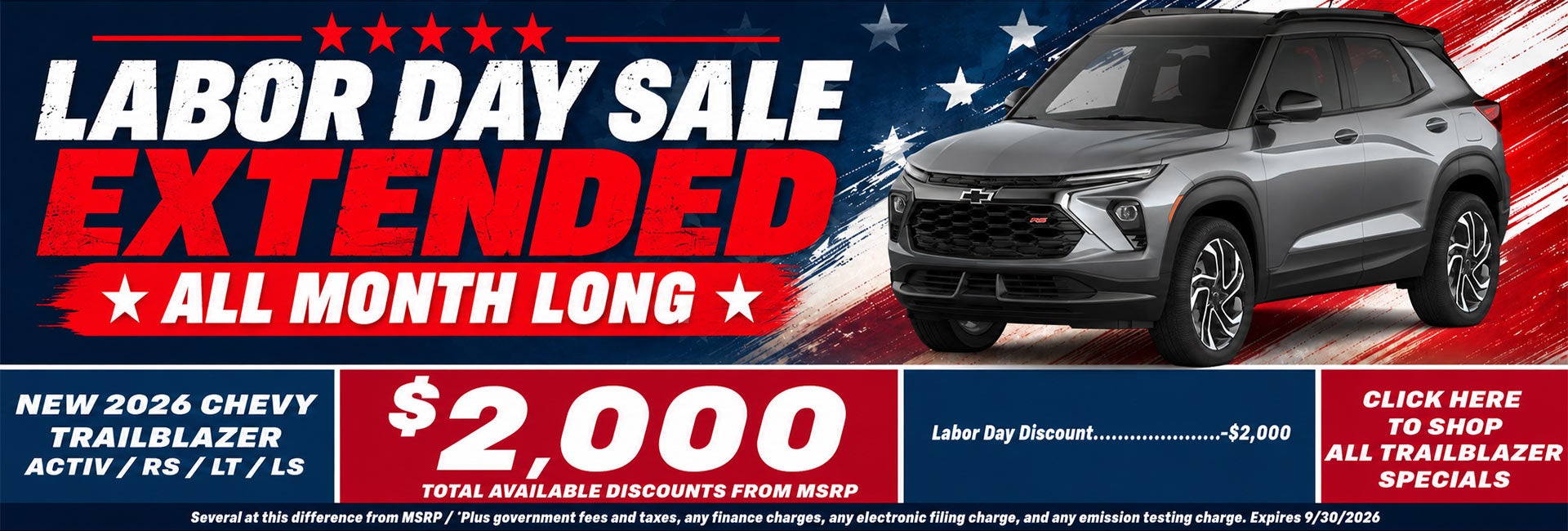 Chevy Trailblazer Labor Day Sale Temecula CA