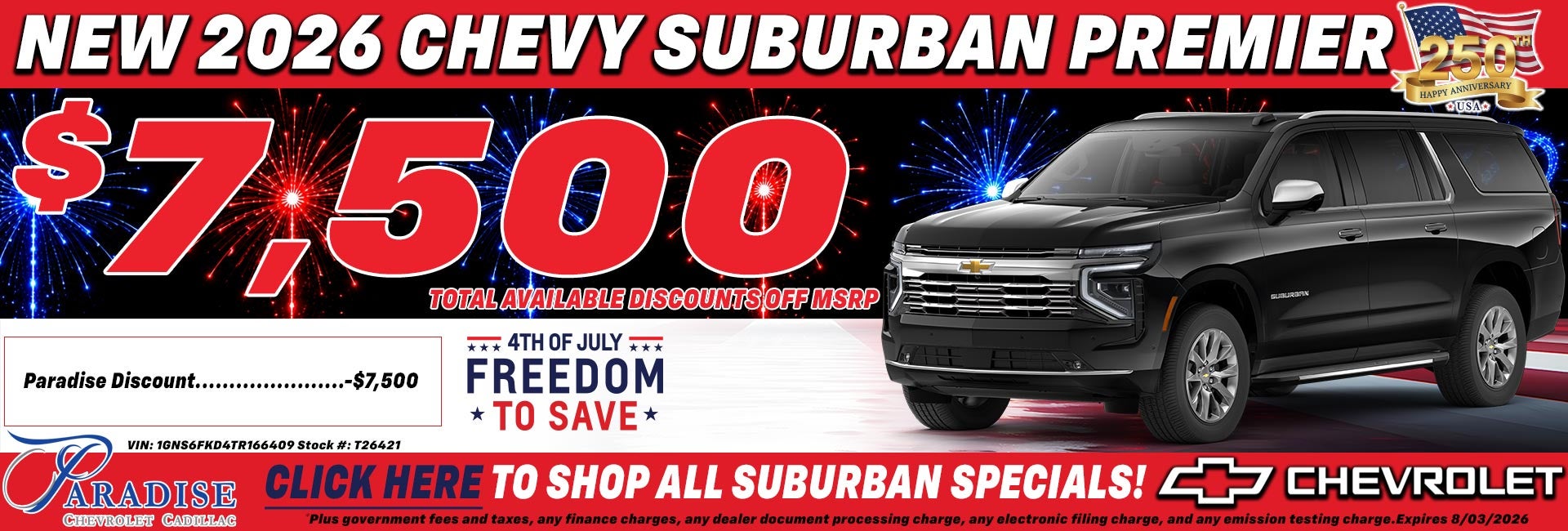 2026 Chevy Suburban RST Sale Temecula
