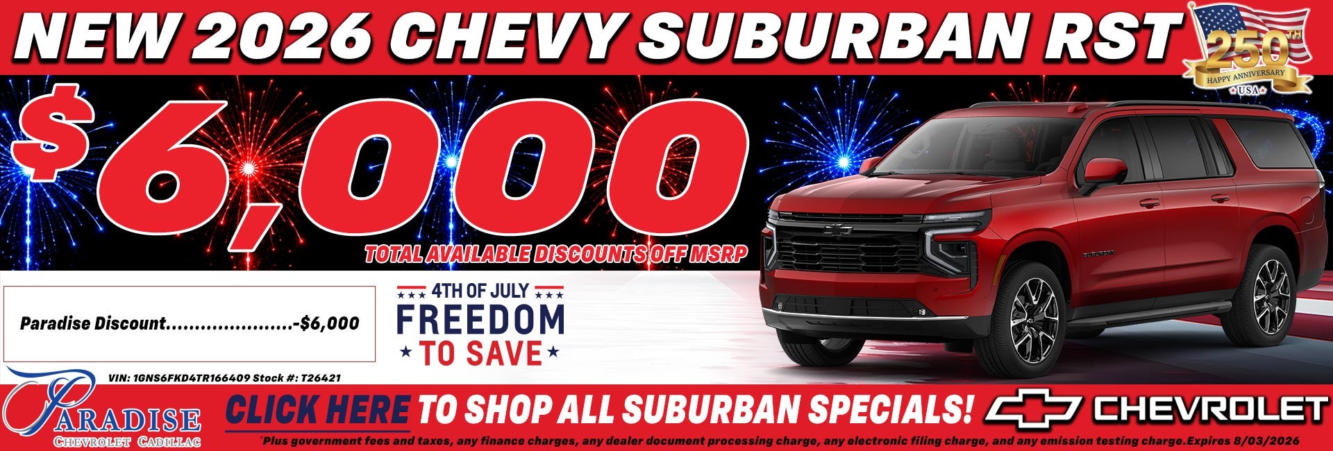 2026 Chevy Suburban RST Sale Temecula