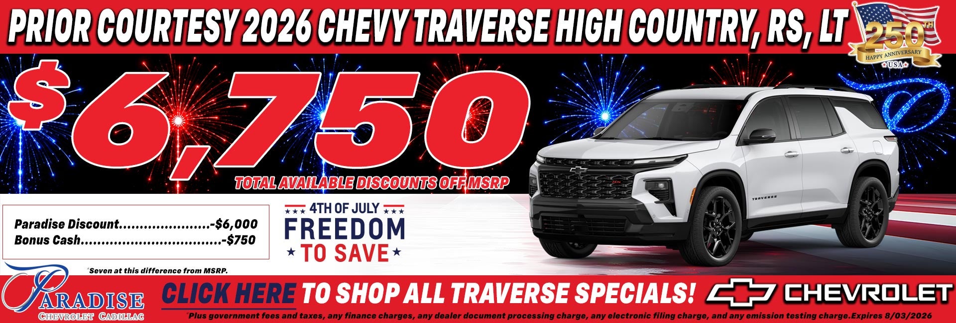 2026 Chevy Traverse Sale Temecula