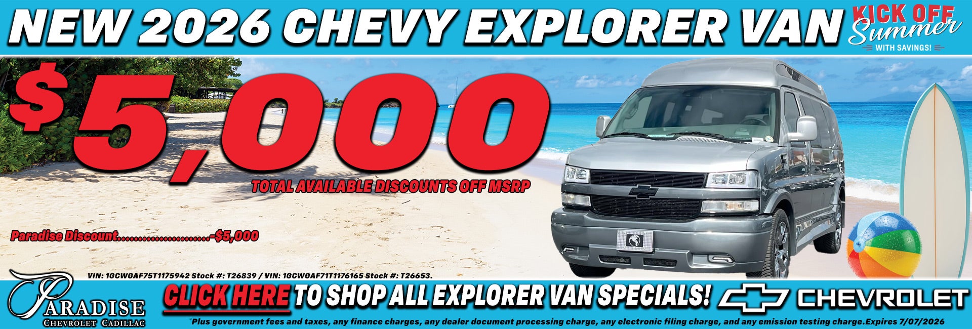 Chevy Explorer Van Limited Time Sale