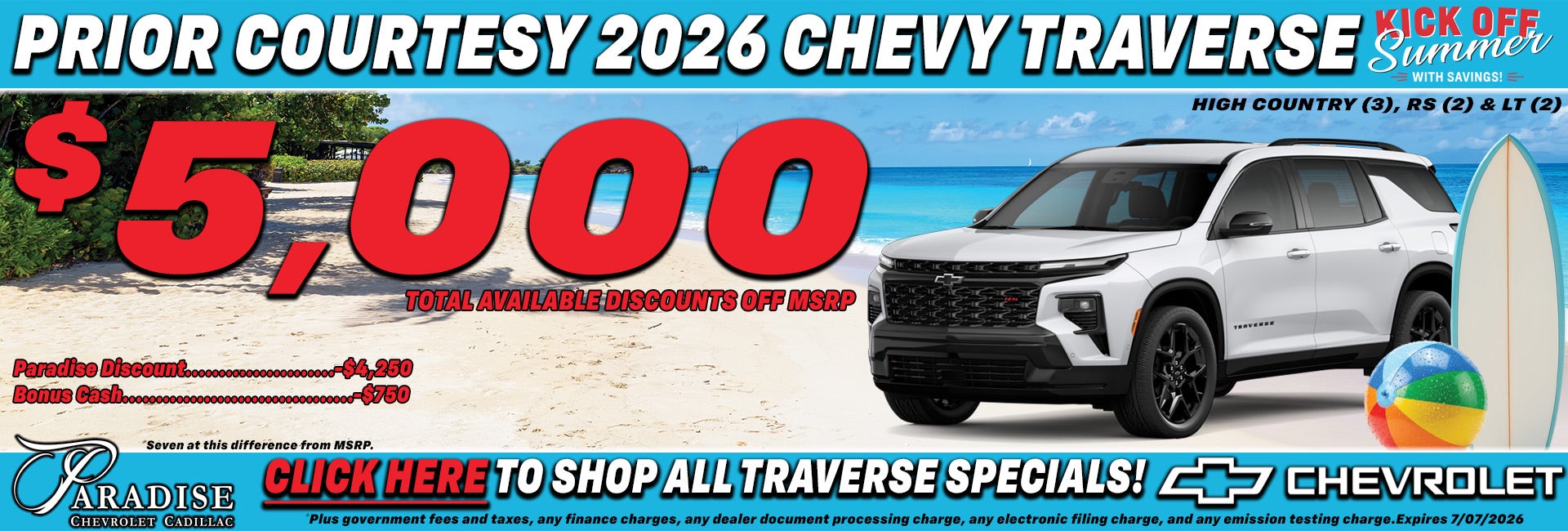 Chevy Traverse Limited Time Sale