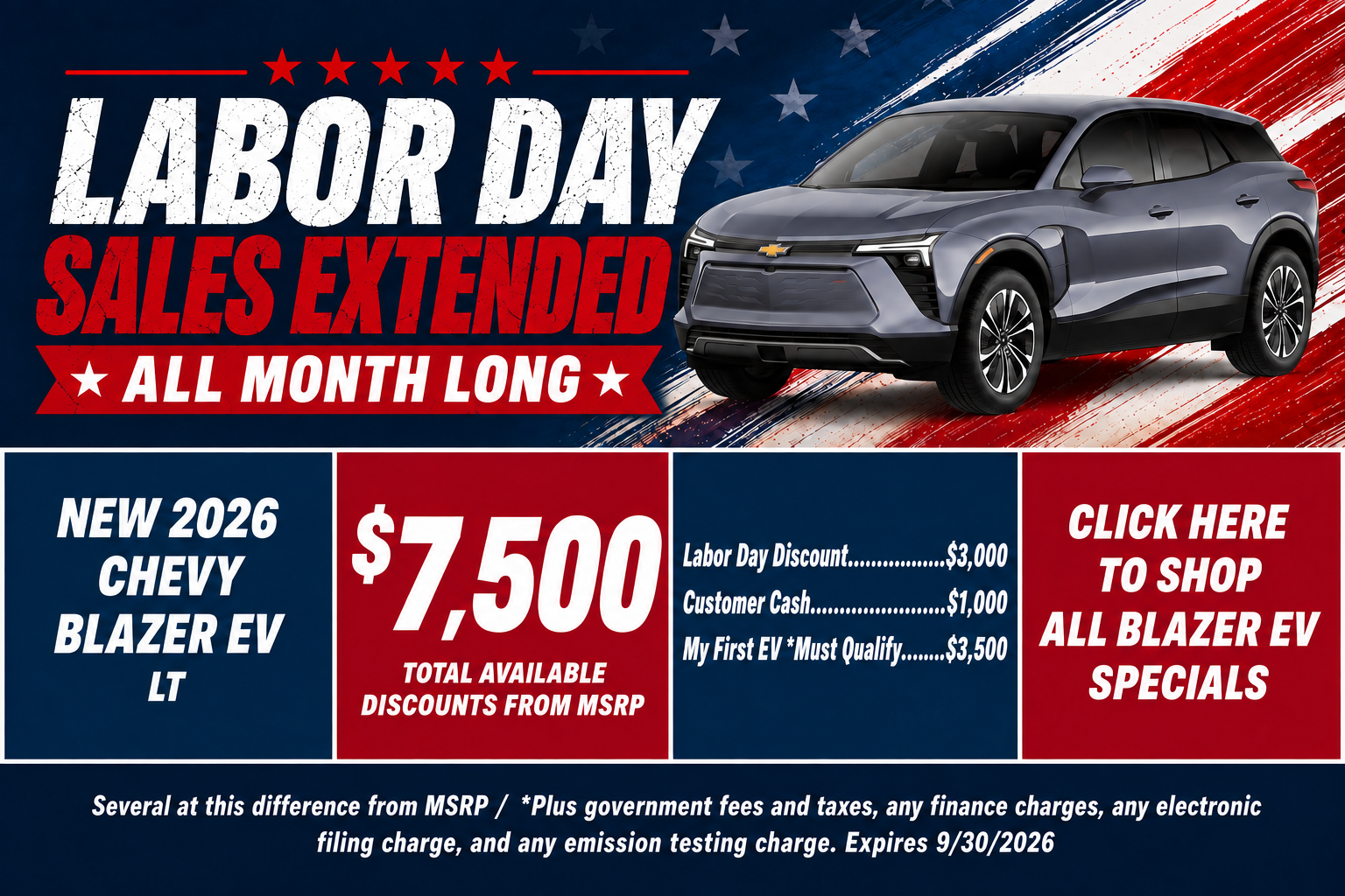 Chevy Blazer EV Labor Day Sale Temecula CA