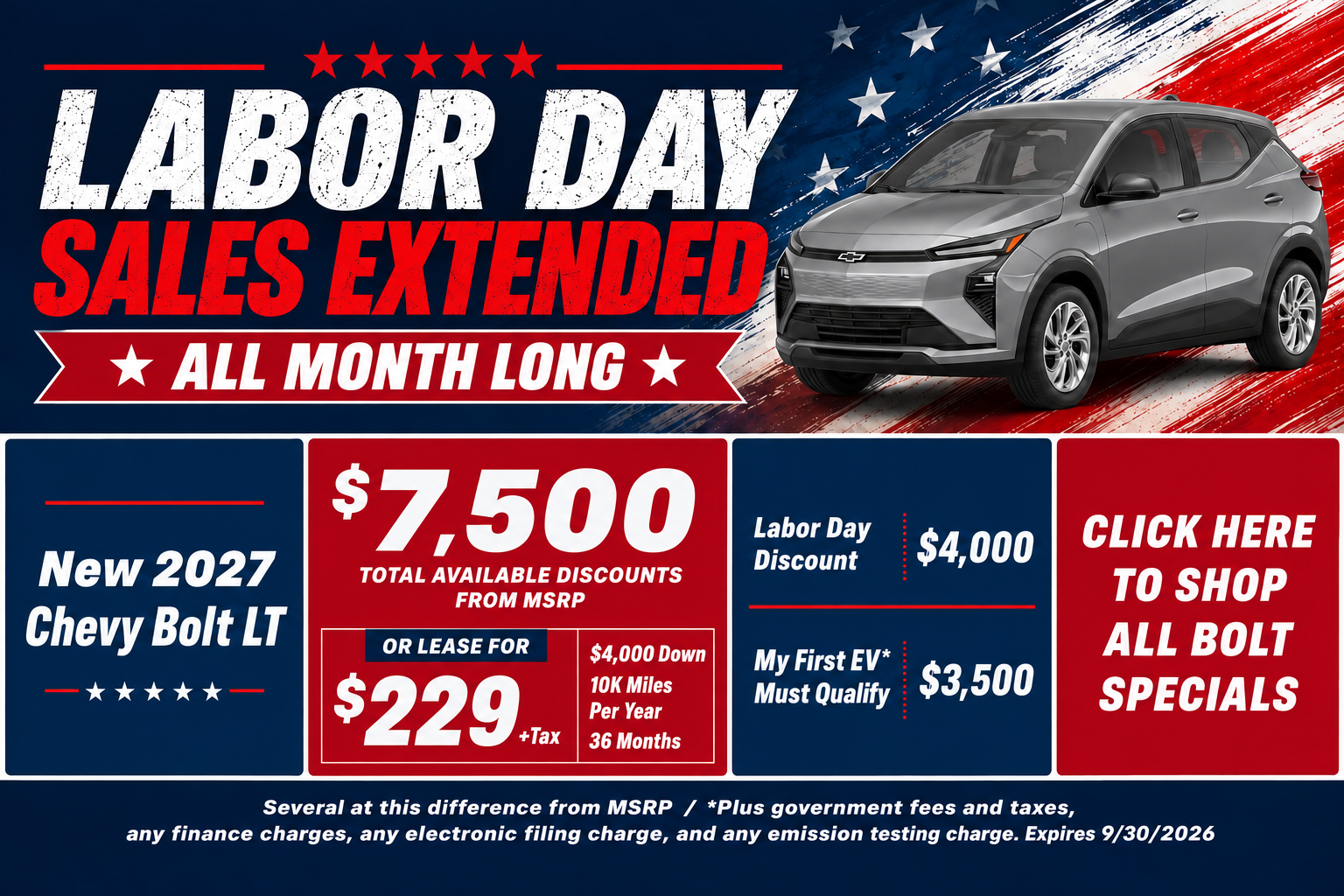 Chevy Bolt Labor Day Sale Temecula CA