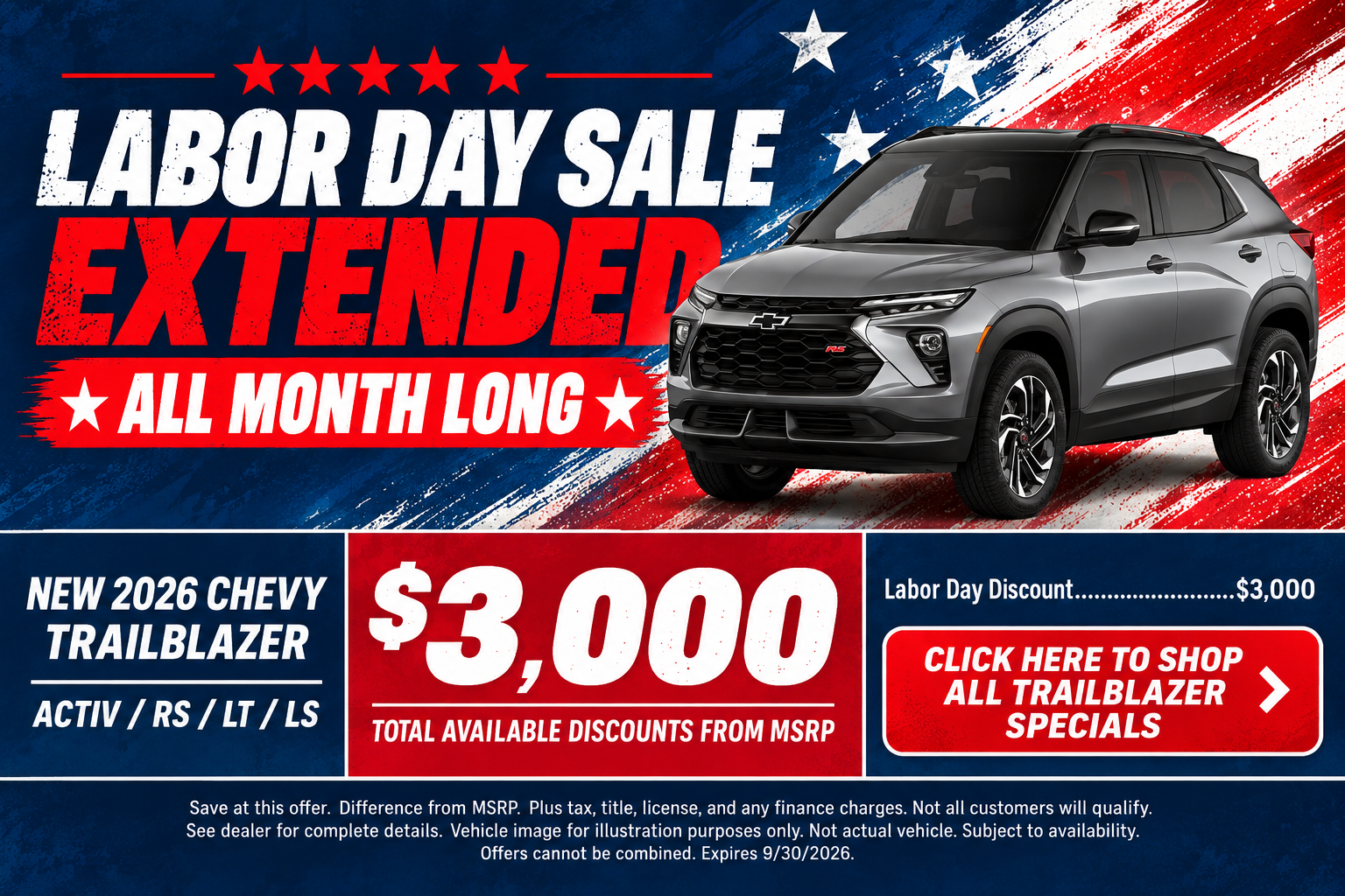 Chevy Trailblazer Labor Day Sale Temecula CA