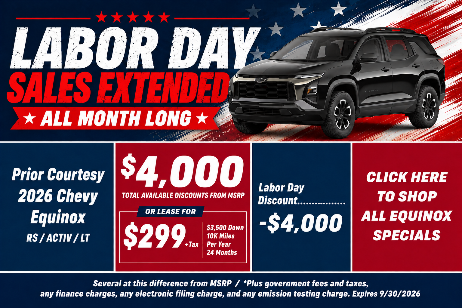 Chevy Equinox Labor Day Sale Temecula CA