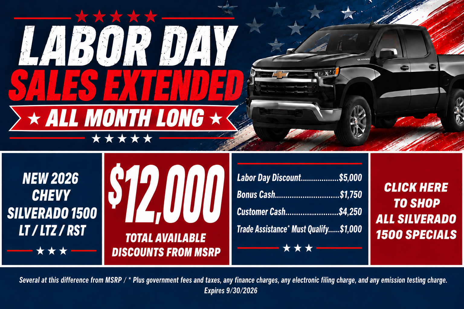 2026 Chevy Silverado 1500 Labor Day Sale Temecula CA