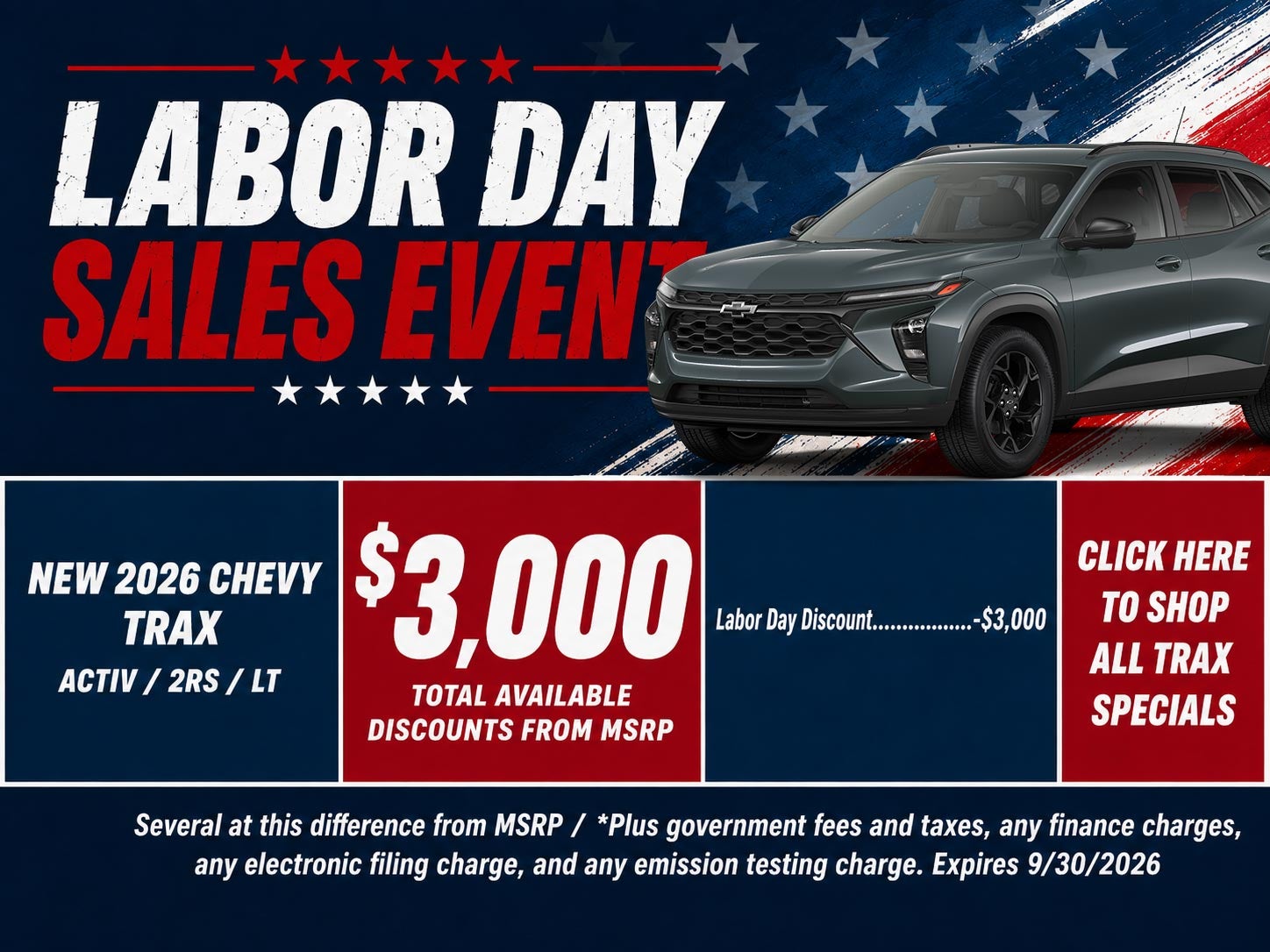 Chevy Trax Labor Day Sale Temecula CA