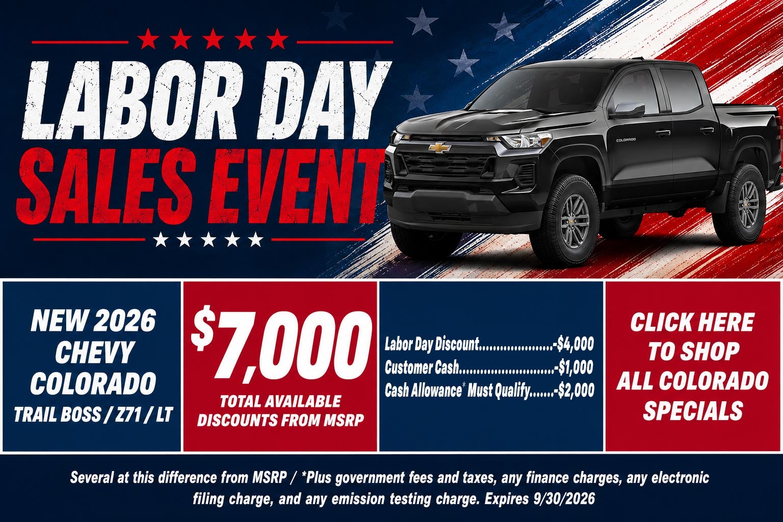 Chevy Colorado Labor Day Sale Temecula CA