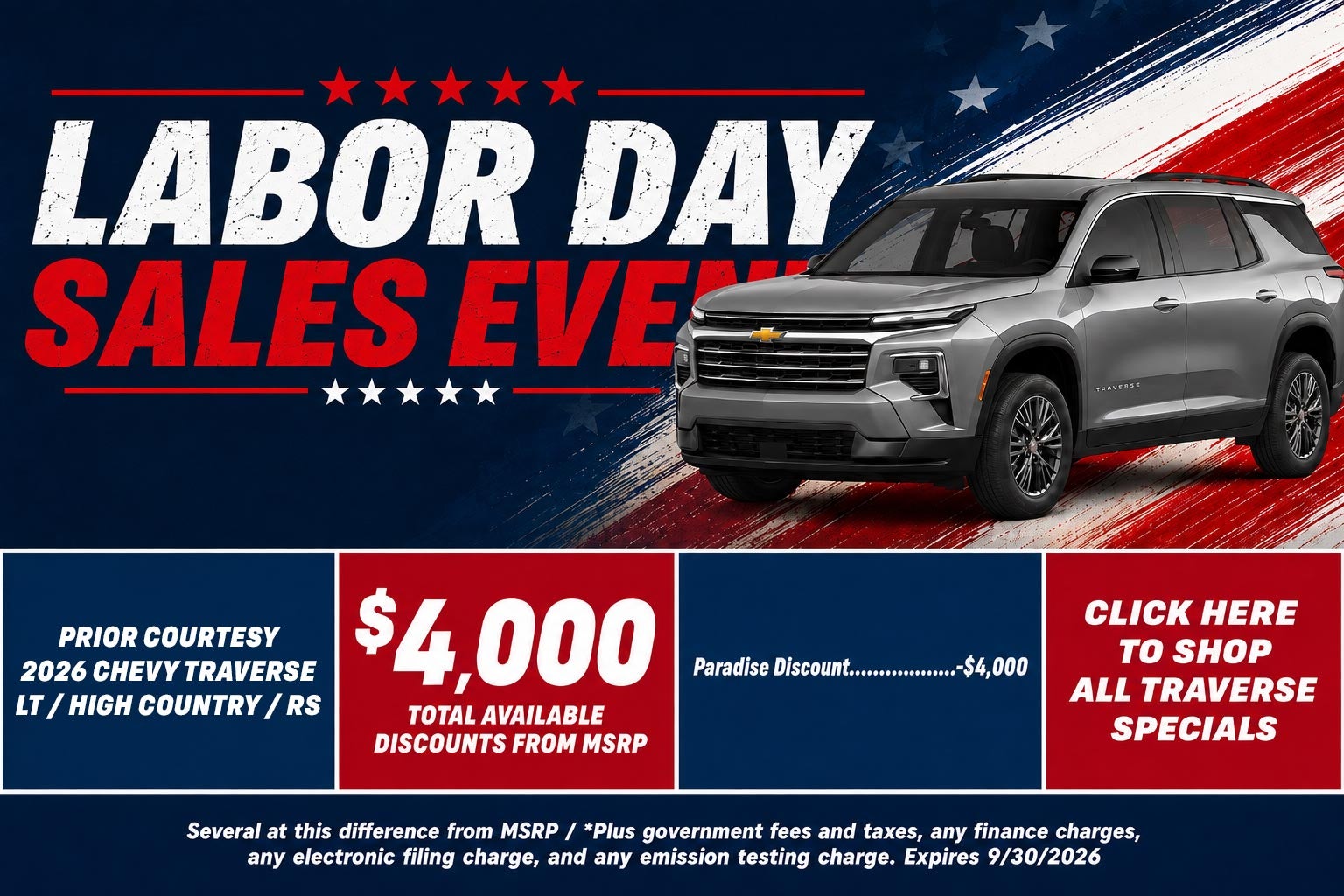 Chevy Traverse Labor Day Sale Temecula CA