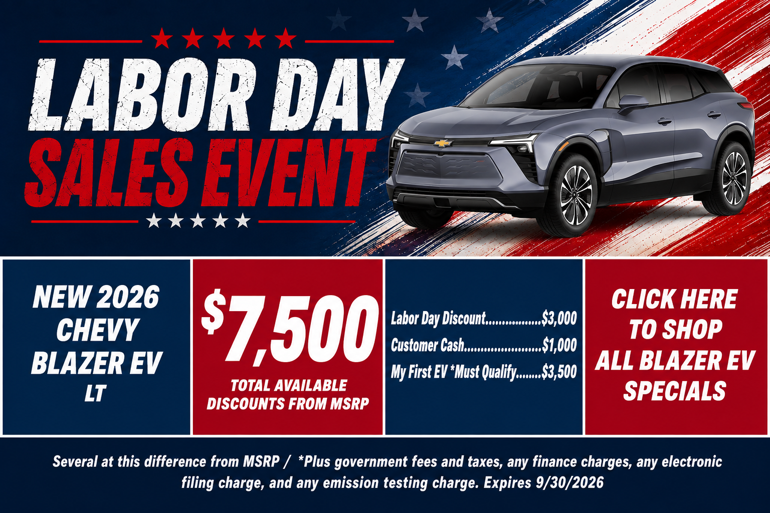 Chevy Blazer EV Labor Day Sale Temecula CA