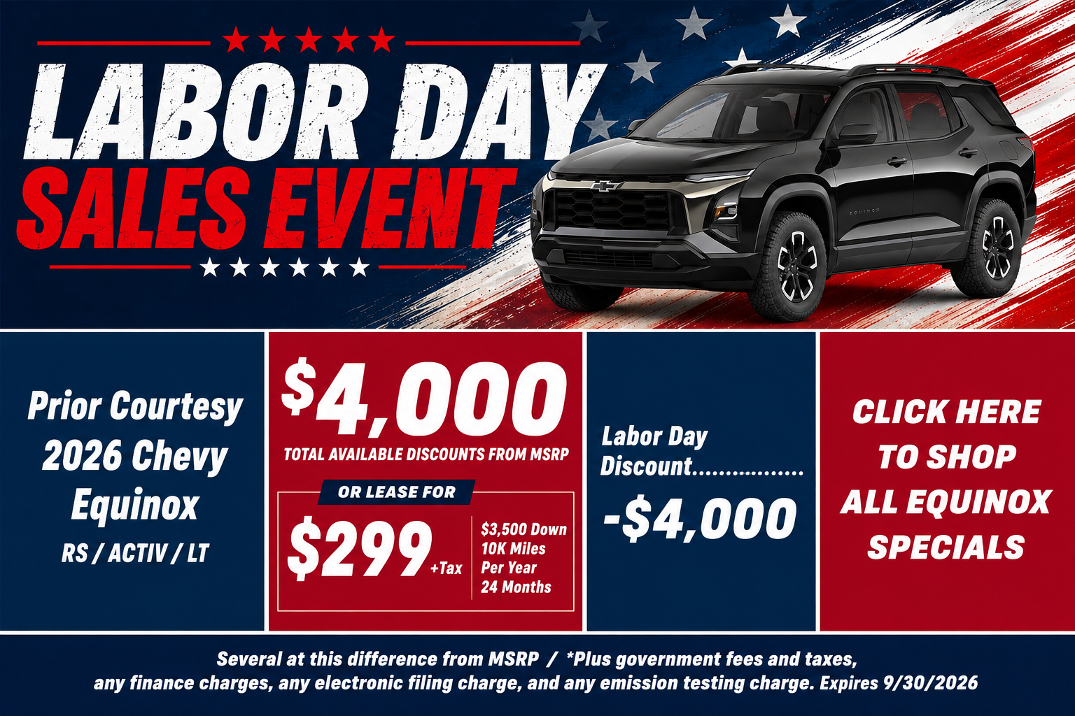 Chevy Equinox Labor Day Sale Temecula CA