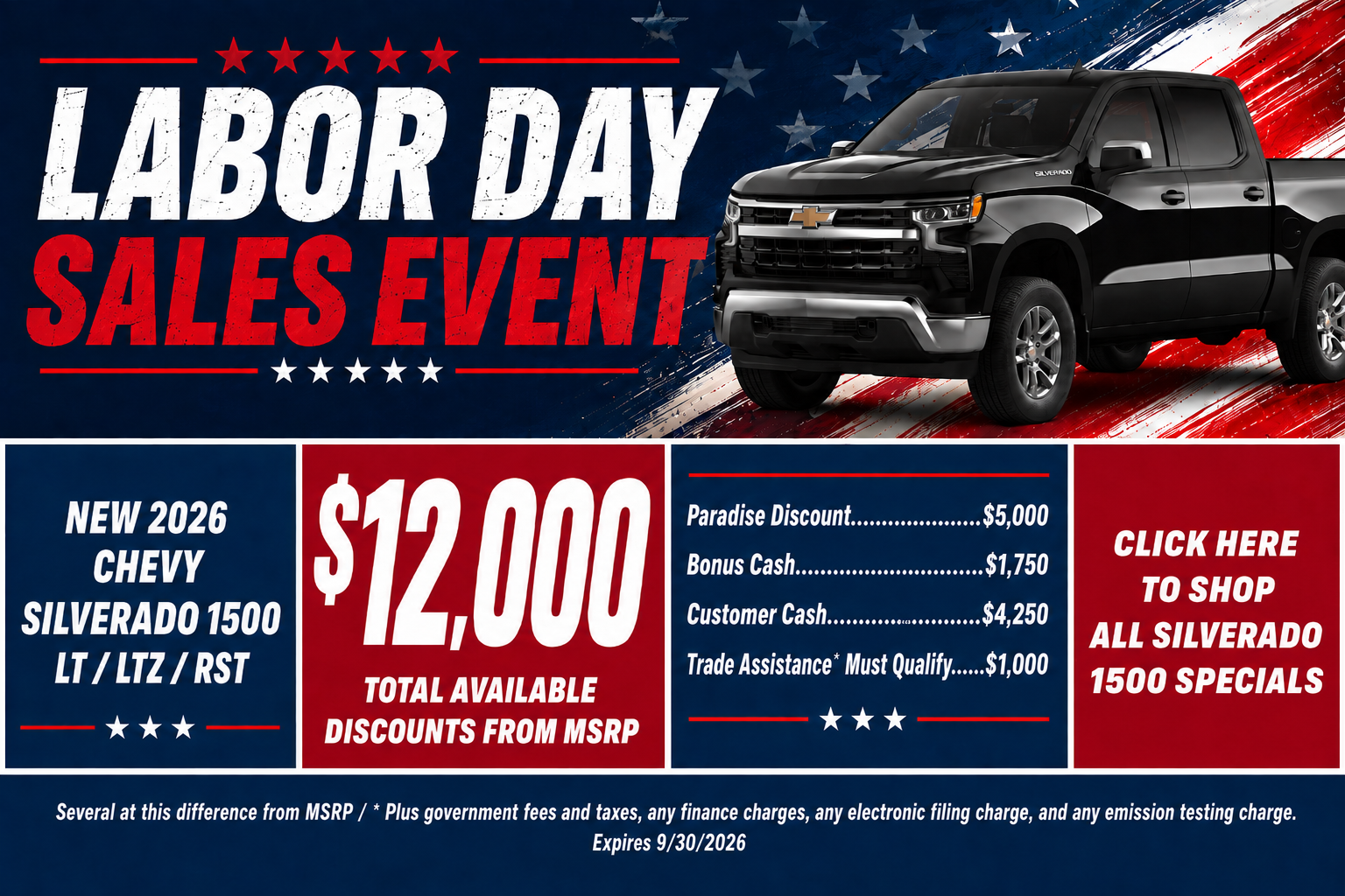 2026 Chevy Silverado 1500 Labor Day Sale Temecula CA