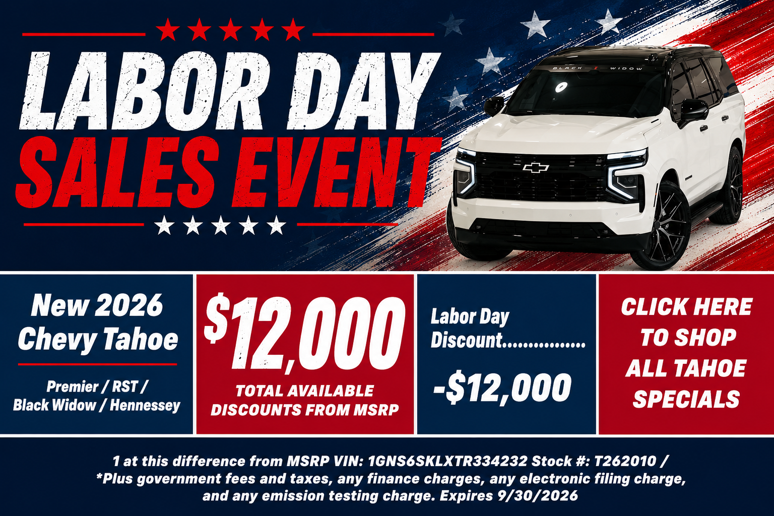 Chevy Tahoe Labor Day Sale Temecula CA