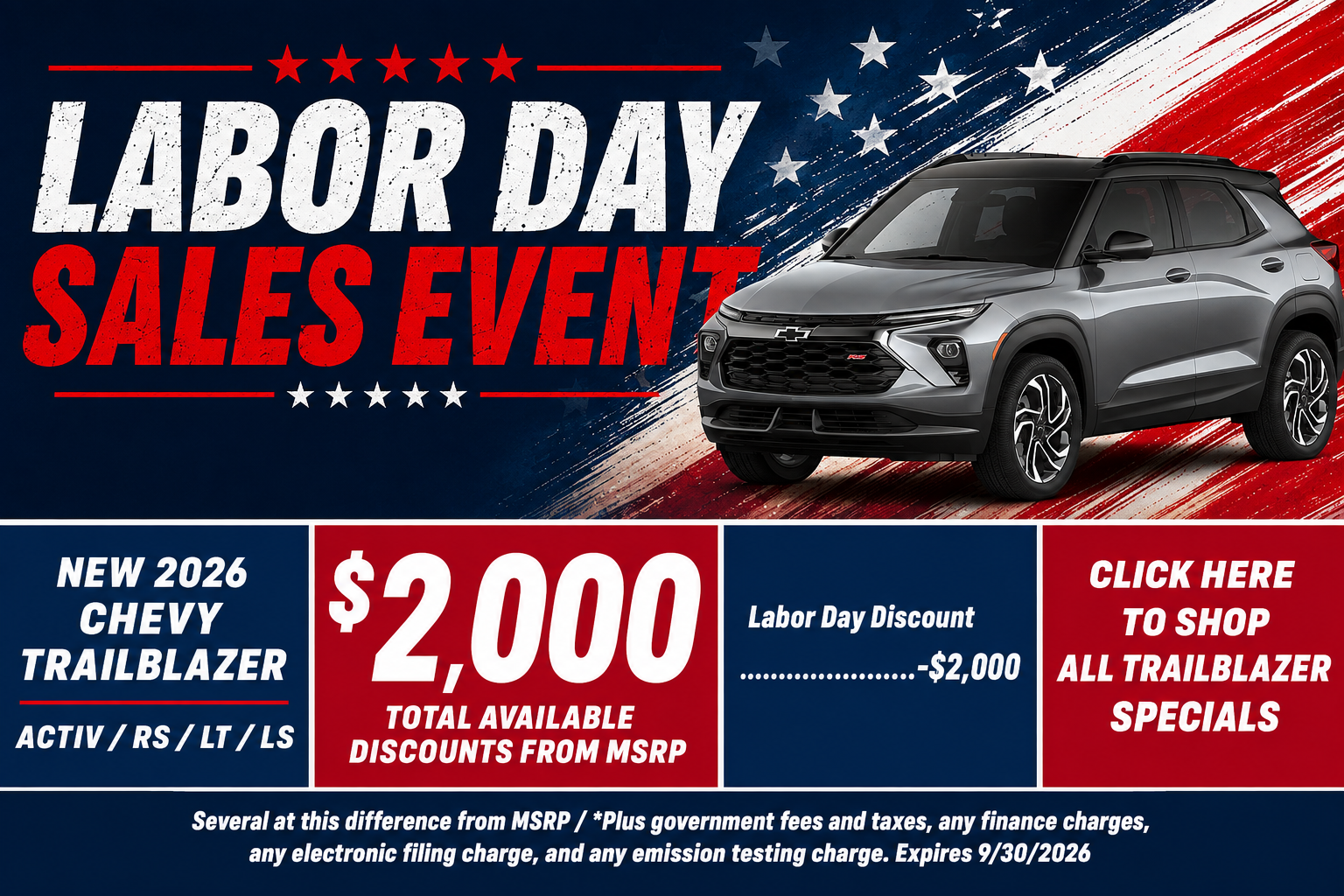 Chevy Trailblazer Labor Day Sale Temecula CA