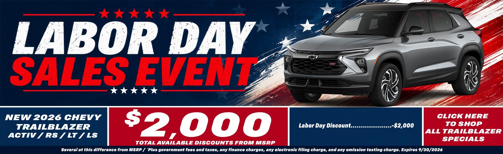 Chevy Trailblazer Labor Day Sale Temecula CA