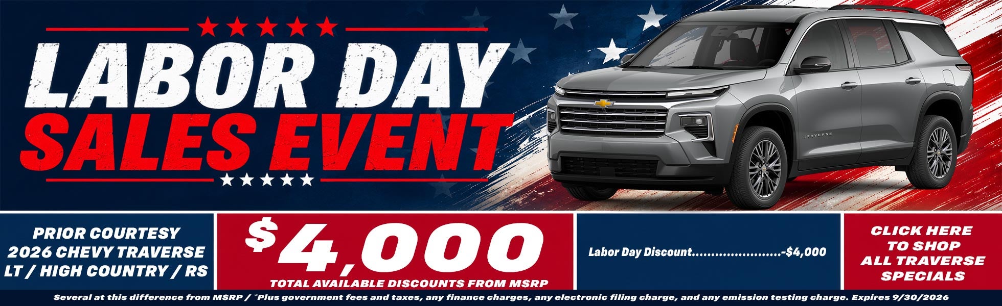 2026 Chevy Traverse Labor Day Sale Temecula CA