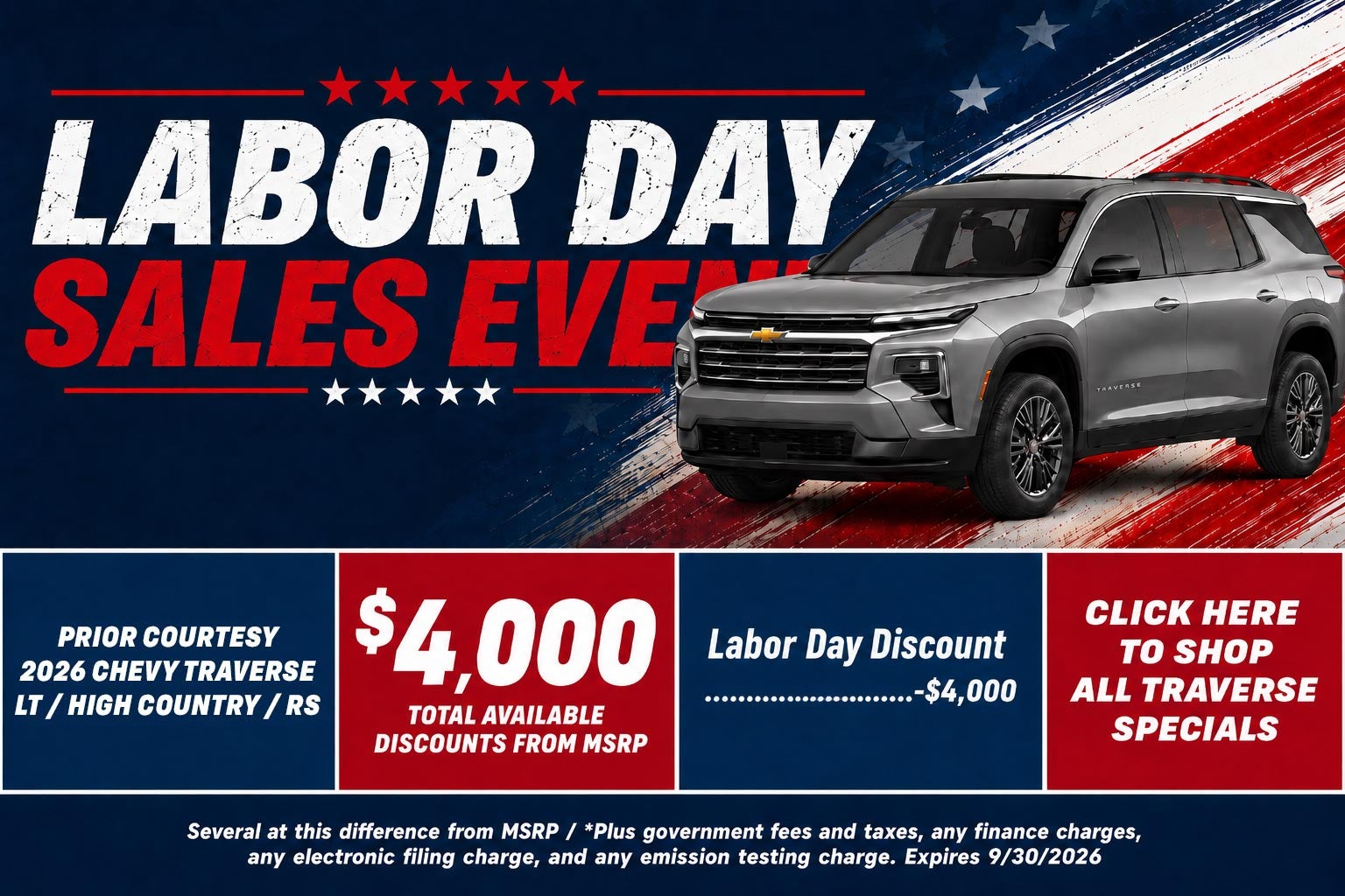 Chevy Traverse Labor Day Sale Temecula CA