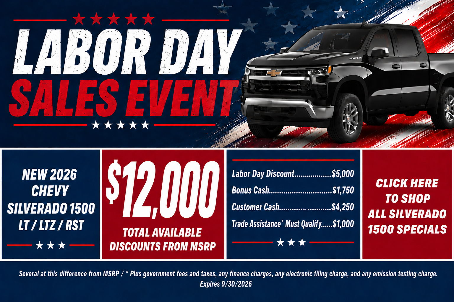 2026 Chevy Silverado 1500 Labor Day Sale Temecula CA